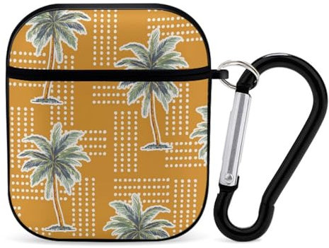 Schutzhülle für Apple Airpods 2 AirPods 1, tropisches Hawaii-Aloha-Insel-Druck, mit Schlüsselanhänger, vollständiger Schutz, langlebig, stoßfest, kabellos, Polycarbonat, Hartschale für Damen, Mädchen,