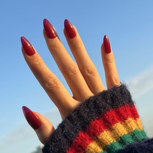 DANNI & TONI 28Pcs Monochrome Vernis Autocollant Ongle Gel UV Strips,Bordeaux Gel Nail Stickers,Nail Art Auto-Adhésif Ongle,Adesivi per unghie in gel (Ruby Reverie)