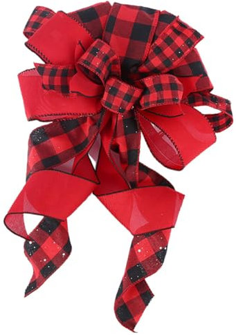IMIKEYA 1Stk Krawatte czubek NA choinke Christmas Tree Topper Weihnachtsbaumspitzen Heimdekorationen Girlande Weihnachtsband Weihnachtsdekoration Bowknot-Baumspitze Amerikanisches Land rot