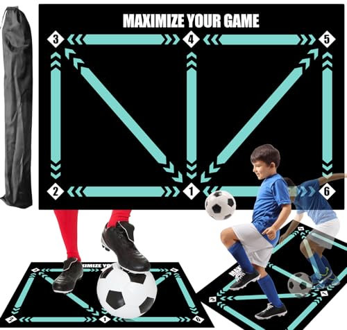 Fußball Schritt Trainingsmatte,90x60cm Rutschfeste Fussballmatte Training,Ballkontrolle Fussballmatte,Fussball Matte Für Fußballliebhaber,Ballkontrolle,Jugendliche