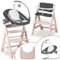 Hauck Beta Plus Whitewashed 5-tlg. Newborn Set - Hochstuhl + 2in1 Neugeborenen-Aufsatz & Wippe Deluxe, Essbrett, Sitzkissen - Melange Grey