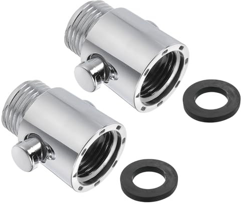 sourcing map Water Flow Control Valve, 1 PCS G1/2 Universal Size Shower Head Shut Off Valve, Button Type Flow Control Valve for Shower Head, Bidet Spray or Hose (Silver)