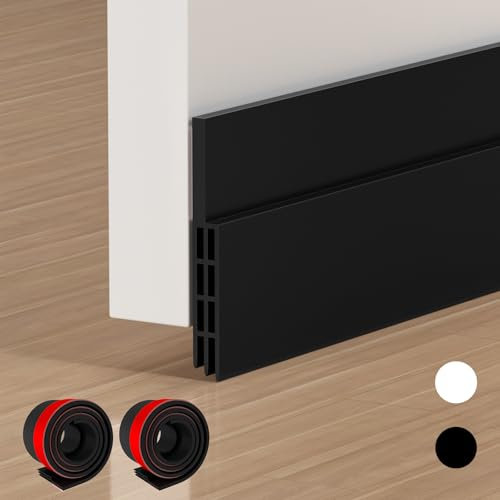 EXTSUD 2 Pack Adhesive Under Door Sweep Weather Stripping Soundproof Rubber Bottom Seal Strip Draft Stopper Draught Excluder, 39 Length x 2 Width