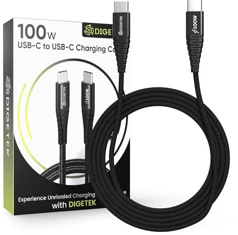 USB C to USB C Charger Cable, 3m Black 100W Fast Charging, Type C, Durable Nylon Braided, Universally Compatible with iPhone 16/15, MacBook, Samsung S24/S23, Pixel 8/7, iPad, Switch & More (3M)