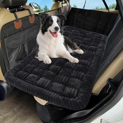 Loiion Hundematte Auto Rückbank, Weich Rückbank Hund, Hundeschutz Auto Rückbank Große Hunde, Hundematte rutschfest, Leicht zu Reinigen, Kratzfest und Komfortabel, 127×62.5cm, Schwarz