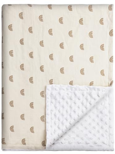 HOTUT Babydecke,Baumwolle Baby Decken Neugeborenen,Musselin Schlafdecken,75x100cm,Weiche und Atmungsaktive,Baby-Überwurfdecke,Schmusedecke für Kleinkinder Mädchen Junge(Regenbogen)