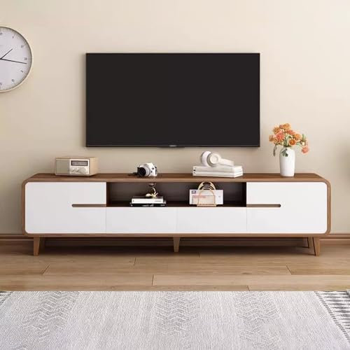 CAFIEDR Wood TV Stand, TV Cabinet with Drawers and Doors,TV Media Console,Media Entertainment Center, for Living Room Bedroom(Walnut White 160cm/62.9in)
