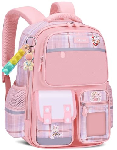 Amythe Sac à Dos Fille Primaire, 2025 Cartable Enfant Scolaire Kawaii, Sac Ecole Fille Collège Léger Imperméable de Grande Capacité pour CP CE CM 6 à 12 ans, 24L-Rose