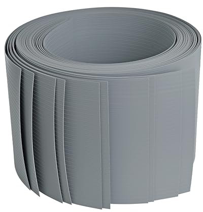 ESTEXO Sichtschutzstreifen Hart PVC Doppelstabmatten Streifen Zaunblende Sichtschutz 19 cm x 25,25 m Balkonsichtschutz Windschutz (Grau RAL 7040)
