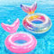 MoKo Anillo de Natación para Niño, Flotador de Natación Inflable Portátil con Diseño de Cola de Sirena para Playa Piscina Parque Acuático Fiesta, Diámetro 58 cm, Arco Iris + Rosa