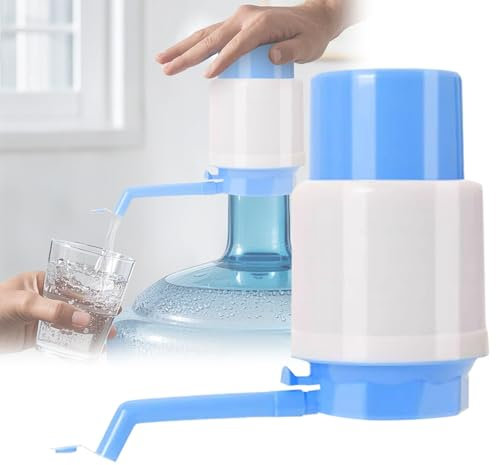 Juego de vajilla manual de agua para dispensador de agua embotellada de 5 galones, funciona a mano, para el hogar y los platos (azul claro, 18 cm)