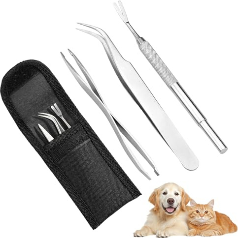 afhgdjr Zeckenzange 3er Set, Zeckenentferner, Zeckenzange für Hunde, Zeckenpinzette Mensch, Zeckenhaken für Mensch, Kinder, Katzen (mit Aufbewahrungstasche)