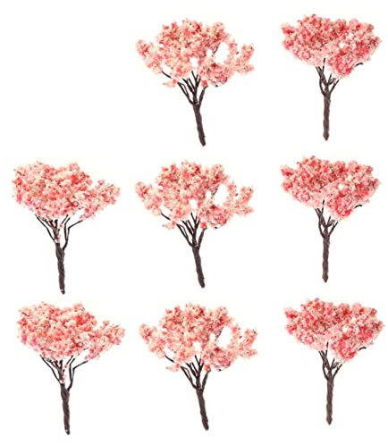HEALEEP 10 Stück Miniatur Kirschbäume für Diorama Modellbäume H für Miniatur Landschaften und Terrarien Deko