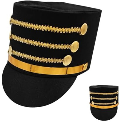 YNPQTDS Majorhut, 58 cm, Soldier, Cosplay, Zubehör, Polyester, Hut, Kostüm, Weiß/Schwarz/Blau/Rot, atmungsaktiv, für Aufführungen, Versammlungen