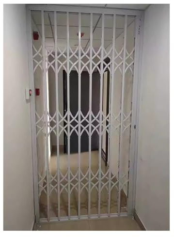 PEYNIR Fenstergitter Einbruchschutz Haustürschutz für Hunde/Kinder, Abschließbar Aluminium Einbruchschutz, Falt-Schiebe- Sicherheits-Fensterzaun, 50–230 cm, individuelle Höhe(White,W120 x H190cm)