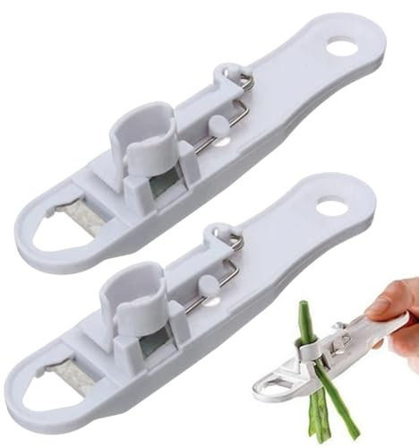 Pack of 2 Green Bean Stringer Vegetable Runner Cutter Lightweight Bean Cutter Shredder Bean Slicer Runner Beans Peeler Kitchen Accessories for Home, Restaurant(White)