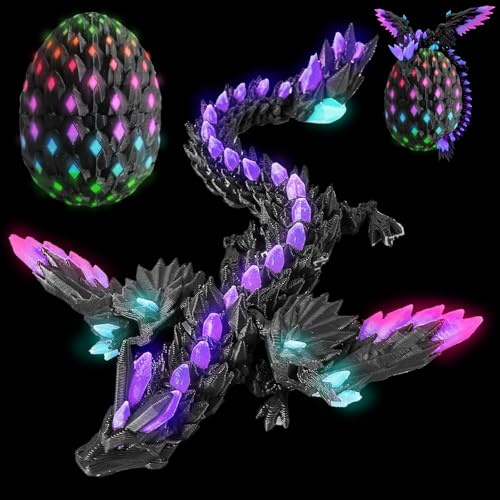 CWENDANER 22cm Überraschungs 3D Drache mit Drache im Lnneren 3D Gedruckter Drache Spielzeug,Erwachsene Kinder zu Karnevalsdrachenei und Ostereier mit Drachenmotiven（Regenbogenversion）