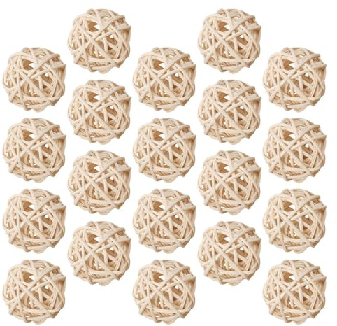 Angoily Lot de 35 Boules en Rotin Naturel 3 Cm pour Diffusion D'arômes et Remplissage de Vase Décoration Élégante pour Fêtes de Noël et Pâques