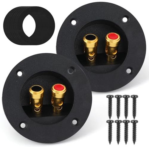 BTFO 2pz Coppe Terminale Altoparlante, ABS e Lega di Zinco Rotonde Coppe Terminale Subwoofer con Viti e Guarnizioni per Casa Auto Audio Trasmissione Ottimale del Segnale