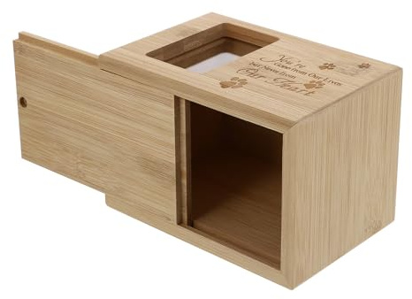 HOODANCOS Urne für Tierkremation Holz mit Bilderrahmen Tragbare Haustier Aschenbox für Hunde Katzen Aufbewahrungsbox für Tierbestattung