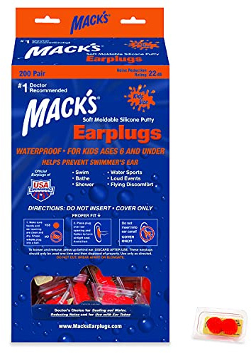 Macks Boy's Pillow Soft Ear Plugs - Orange, 200 Pairs