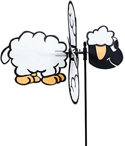 HQ Design Windspiration - Spin Critter, UV-beständige und wetterfeste Windspiel Deko für Garten, Terrasse und Balkon - Windrad inkl. Standstab (Sheep)