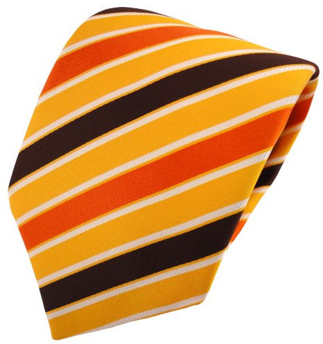 TigerTie Designer Krawatte in orange hellorange braun weiß gestreift