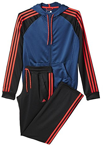 adidas Damen Trainingsanzug New Young Knit, Blau/Schwarz/Orange, 2XS