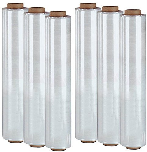 verpacking Stretchfolie 23 my Transparent 50 cm x 300 m reißfeste Umzugsfolie Folie für Möbel Wickelfolie Palettenfolie Packfolie (Nur Stretchfolie, 6 Rollen)