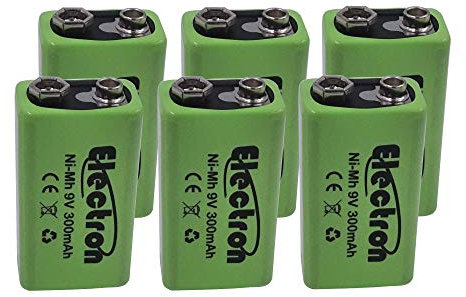 6 X Pila Batteria ricaricabile Ni-Mh 9V 300mAh 9 volt nimh accumulatore battery
