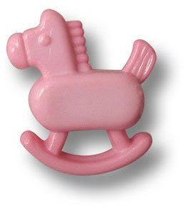 Knopfparadies - 5er Set süße rosa Kinderknöpfe in Schaukelpferd Form mit Durchbruch Muster/Rosa/Motivknöpfe/Ø ca. 16x18mm