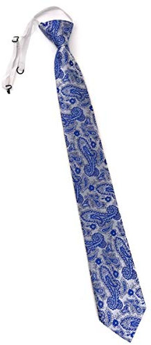 TigerTie Security Sicherheits Krawatte in blau silber Paisley gemustert - vorgebunden mit Gummizug