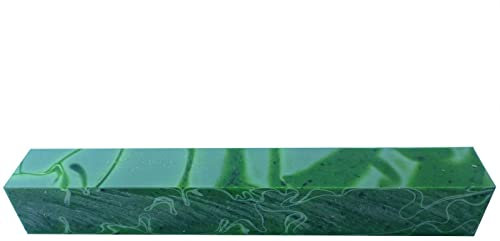 Kirinite Pepper Jade Green/White Whirl Abstract Kirinite Acrylic Pen Blank - 150x20x20mm (6x3/4x3/4)