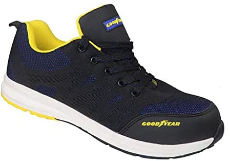 Goodyear Herren Arbeitskleidung Comfort Sole Composite Metal Free Safety Toe & Midsole Arbeitssicherheit Trainer S1P SRC, Schwarz / Royal, 45 EU