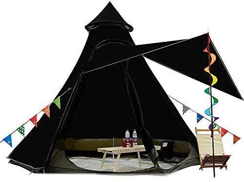 Kuppel-Campingzelt, 5–6 Personen, 4 Jahreszeiten, wasserdicht, UV-Schutz, Winddicht, Familienzelt, Outdoor, Camping, Zelt, Schwarz, 30,5 x 3 x 2,4 m