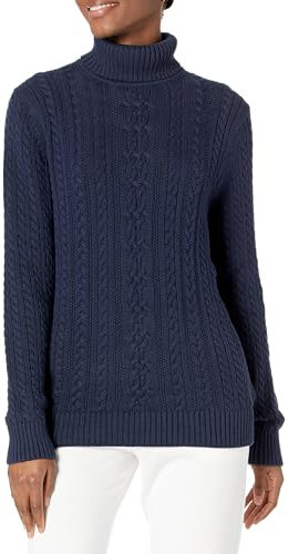 Amazon Essentials Women's Fisherman Cable Roll-Neck Jumper (Available in Plus Size), Navy, XL