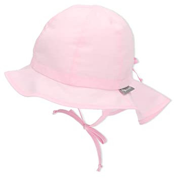 Sterntaler Sonnenhut - Mädchen Sommerhut - UV-Schutz 50+ Mütze mit breiter Krempe und Größenregulierung - Nackenschutz - Bindebänder - Baby Kinder Kopfbedeckung aus Popeline (Bio) -puderrosa, Größe 53