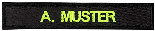 PACOTEX Namensschild bestickt mit eigenem Namen personalisiert Stickschild in vielen Größen und Farben mit Klett (150x25mm, schwarz)