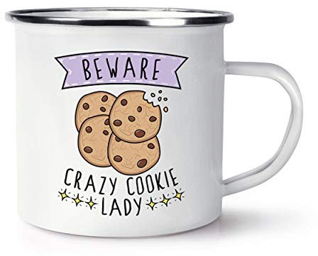 Beware Crazy Cookie Lady Enamel Mug Cup