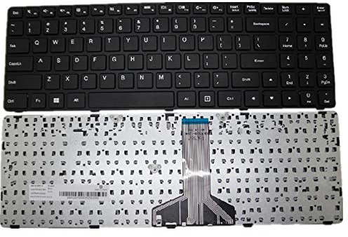fqparts Replacement Clavier d'ordinateur Portable pour for Lenovo pour IDEAPAD 100-15IBD 100-15IBY Noir États-Unis Version Premier Style Câble Long avec Touche de Fonction Blanche