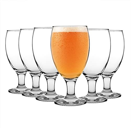 LAV 24x Clear 590ml Empire Craft Beer Glasses - Large Tulip Shaped Lager Ale Cider Drinking Pint Glass Goblet Cup Set with Stem