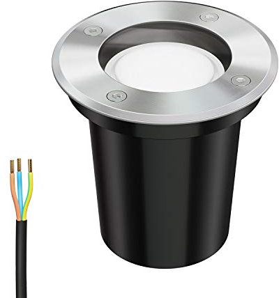ledscom.de Boden-Einbauleuchte BOLI für außen Edelstahl rund IP67 108mm Ø inkl. 4,914W LED Lampe 450lm warmweiß