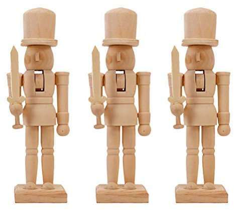 PRETYZOOM 3pcs Weihnachten Nussknacker Figuren Holz DIY Basteln Bemalen 12cm Holzpuppe Kinder Bastelset Zufälliges Muster Puppen Weihnachten Festival Party Geschenk Dekoration