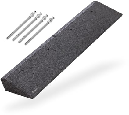 bepco Rampe de Trottoir + kit de Fixation, L x l x H : 100 x 25 x 8 cm, en Caoutchouc (Noir), avec rondelles intégrées à la Rampe pour la Fixation