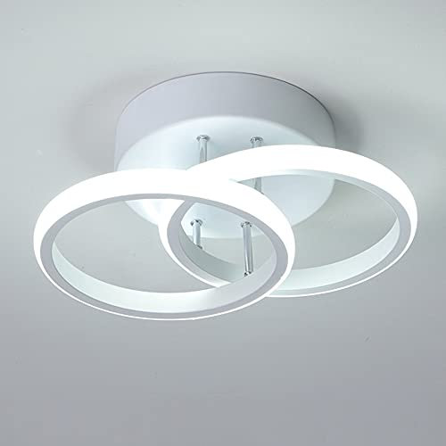 EIDISUNY LED Ceiling Light 2 Rings Cool White 6000K 22W Chandelier Modern Creative Design Ceiling Lamp for Corridor Office Bedroom Living Room kitchen lights ceiling light (White)