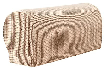 YSLJW Armlehnenbezüge, Jacquard Elastische Waschbar Couch Armlehnenschoner Armlehnenbezug Für Sessel Sofa (Khaki,2 Pcs)