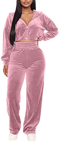 Mujeres Atractivo Dos Piezas Trotar Chándal De Terciopelo Conjuntos Deportivos Cremallera Chaqueta Sudadera Tops Pantalones