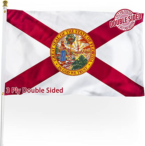 XIFAN Doppelseitige Flagge der Staatsflagge Florida, 90x152 cm, strapazierfähig, strapazierfähiges Polyester, FL-Flagge mit lebendigem Druck/4 Reihen Saum/Messingösen für Innen- und Außendekoration
