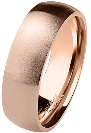 Taffstyle Herren Damen Band Ring Partnerring Edelstahl Verlobungsring Damenring Herrenring Matt Rosegold Größe 52 (16.6) Breit 6mm