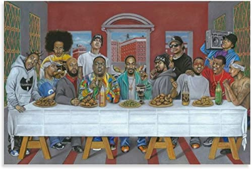 RuiChuangKeJi Bilddruck 70 x 90 cm Rahmenloses Rapper Hip Hop Star's Funny Last Supper Gemälde Poster und Druck Modernes Zuhause Schlafzimmer Dekor Poster